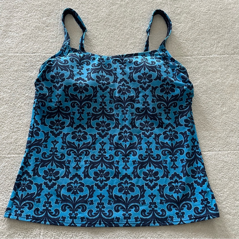 Lands’ End Damask Blue Tankini Swim Top 8